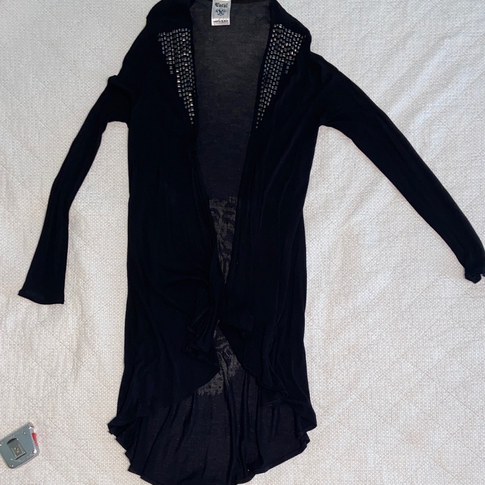 White House Black Market Black Cape with Stud Accents